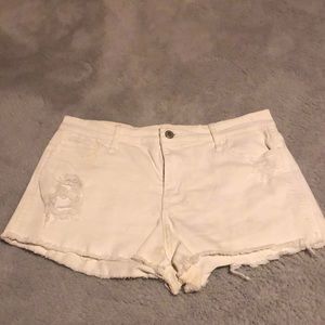 White jean shorts